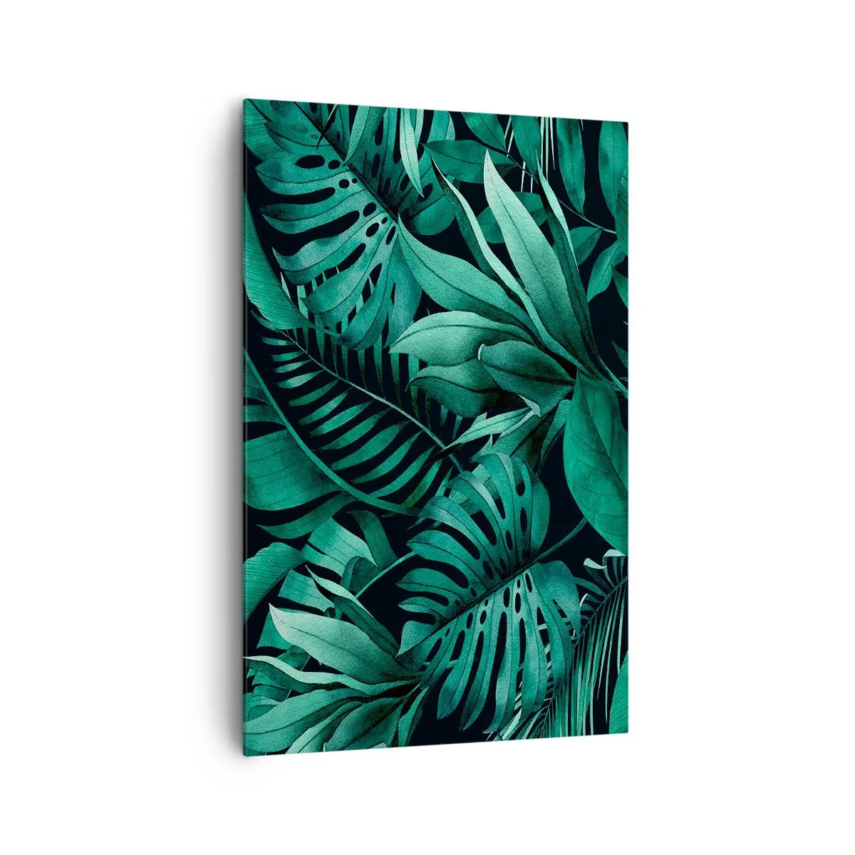 Impression sur toile - Image sur toile - Feuilles tropicales aux nuances de vert intense - 80x120cm - Profondeur du vert tropical - Décoration murale moderne pour le salon et la chambre ARTTOR