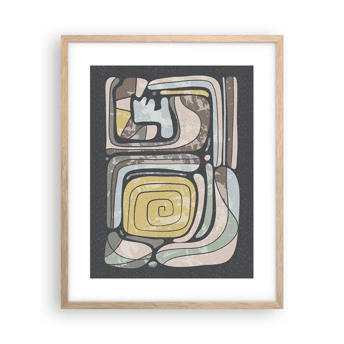 Affiche dans un chêne clair - Poster - L'abstraction dans l'esprit précolombien - 40x50 cm
