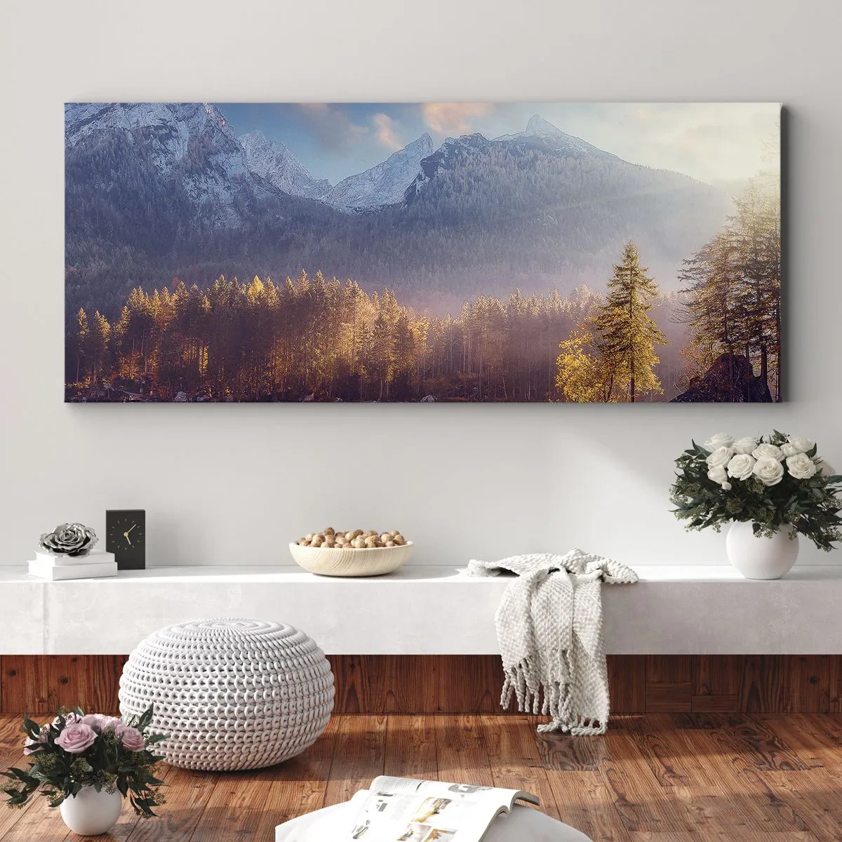 Impression sur toile - Image sur toile - Dans les montagnes et les vallées - 90x30 cm
