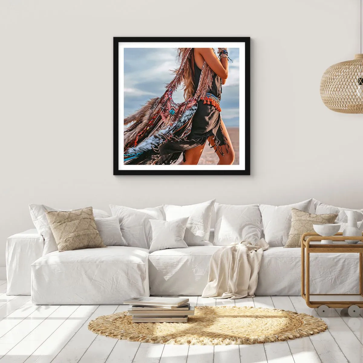 Affiche dans un cadre noir - Poster - La fille du chaman - 60x60 cm