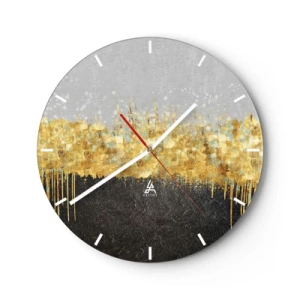 Horloge murale - Pendule murale - Reflets dorés dans une composition artistique sur fond noir et gris - 30x30cm - Vers l'intérieur et vers le haut - Décoration murale moderne pour le salon, la cuisine et la chambre ARTTOR