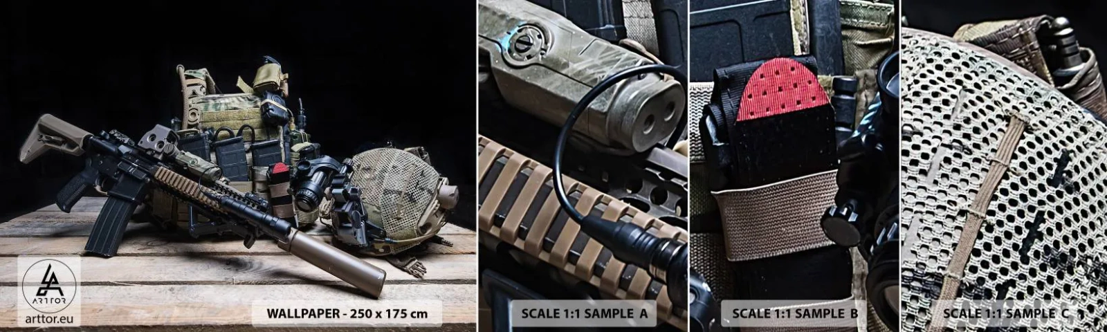 Échantillon De Papier Peint Standard Eco - Se reposer! - Militaire, Fusil, Arme - 100x30 cm