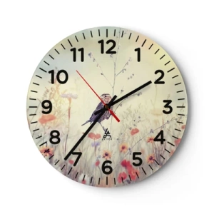 Horloge murale - Pendule murale - Portrait d'oiseau sur pré en fond - 30x30 cm