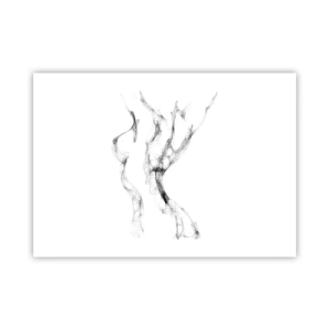 Affiche - Poster - Des lignes délicates et abstraites ressemblant à des traînées de fumée sur un fond clair - 100x70cm - Belle et forte - Décoration murale moderne pour le salon et la chambre ARTTOR