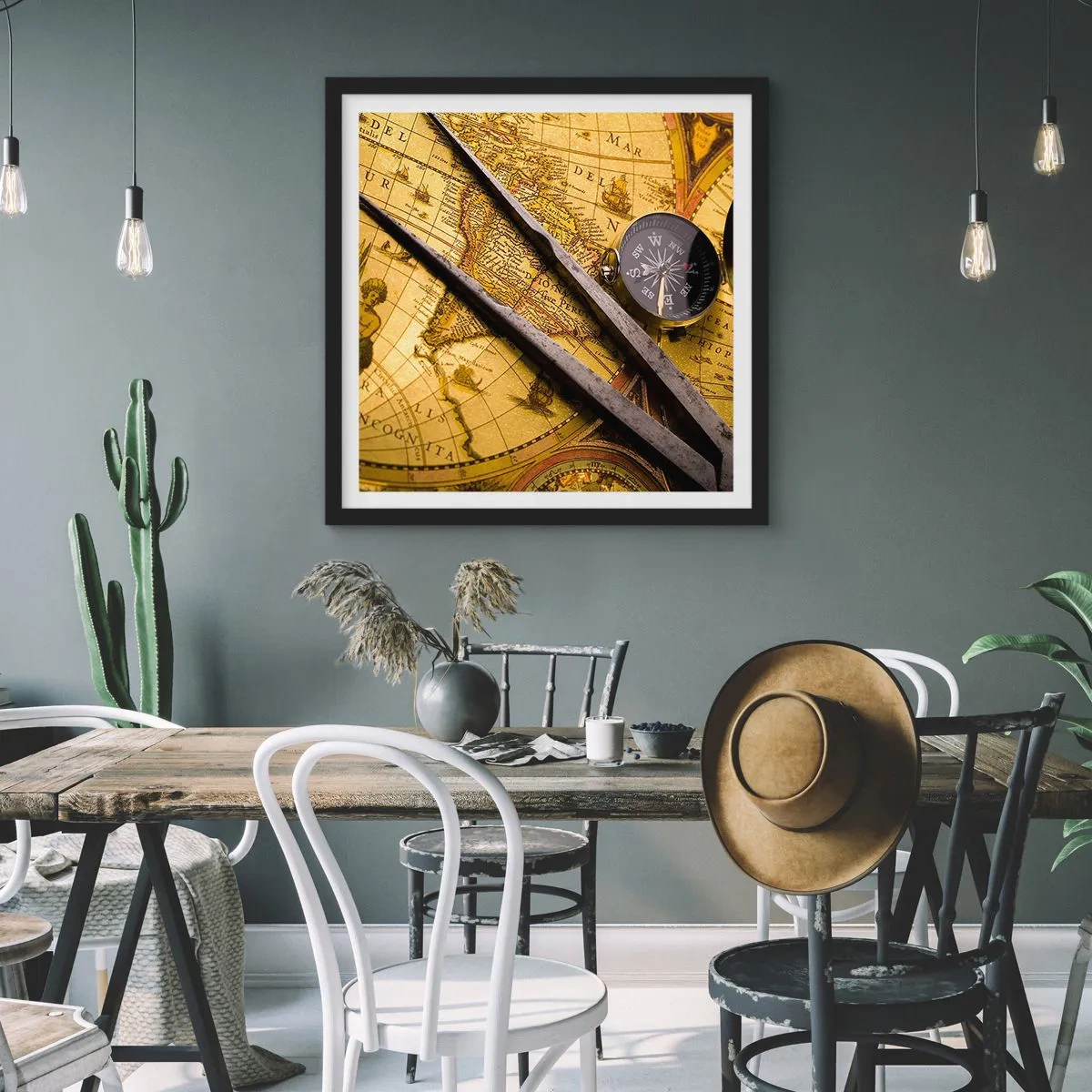 Affiche dans un cadre noir - Poster - Où sont ces trésors? - 50x50 cm