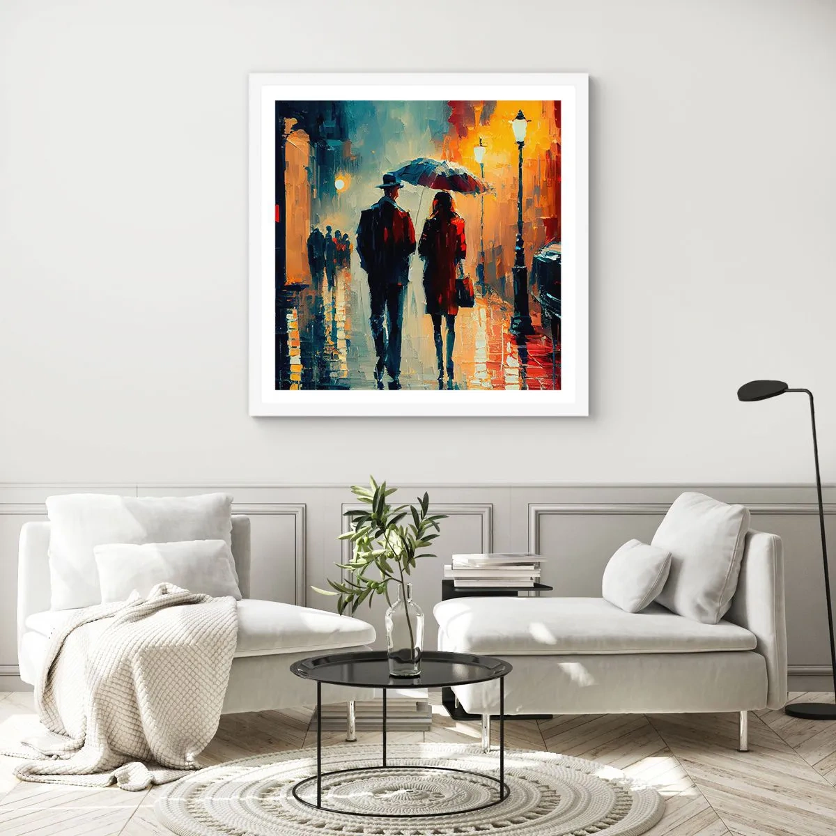 Affiche dans un cadre blanc - Poster - Histoire d'amour urbaine - 40x40 cm