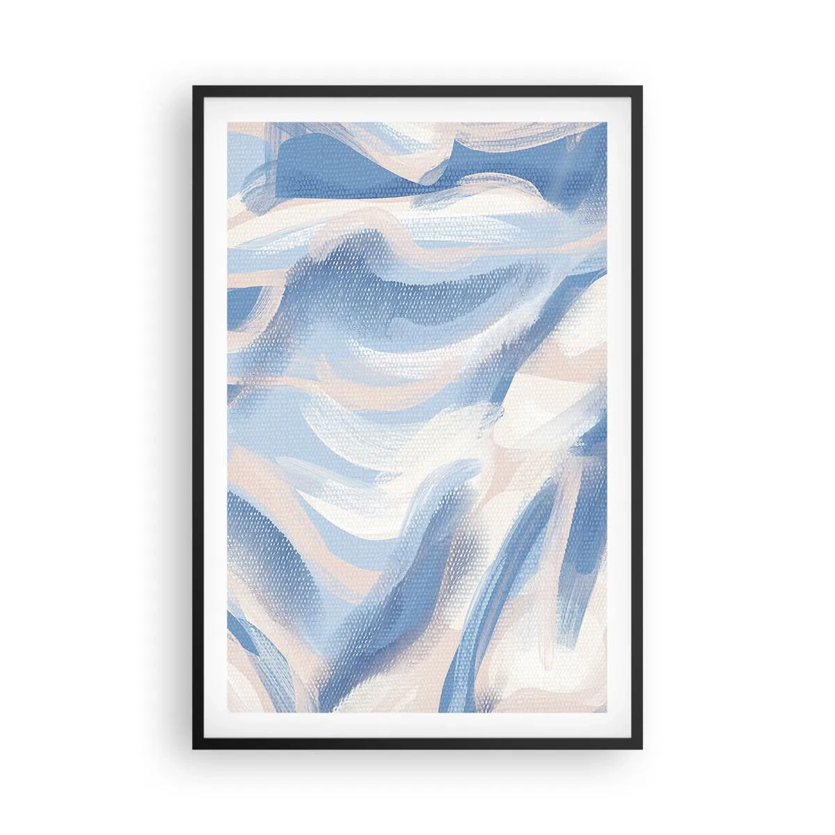 Affiche dans un cadre noir - Poster - Vagues bleues - 61x91 cm