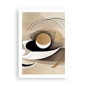 Affiche - Poster - Abstraction minimaliste dans les tons beige et noir - 50x70cm - Composition : l'essence des choses - Décoration murale moderne pour le salon et la chambre ARTTOR