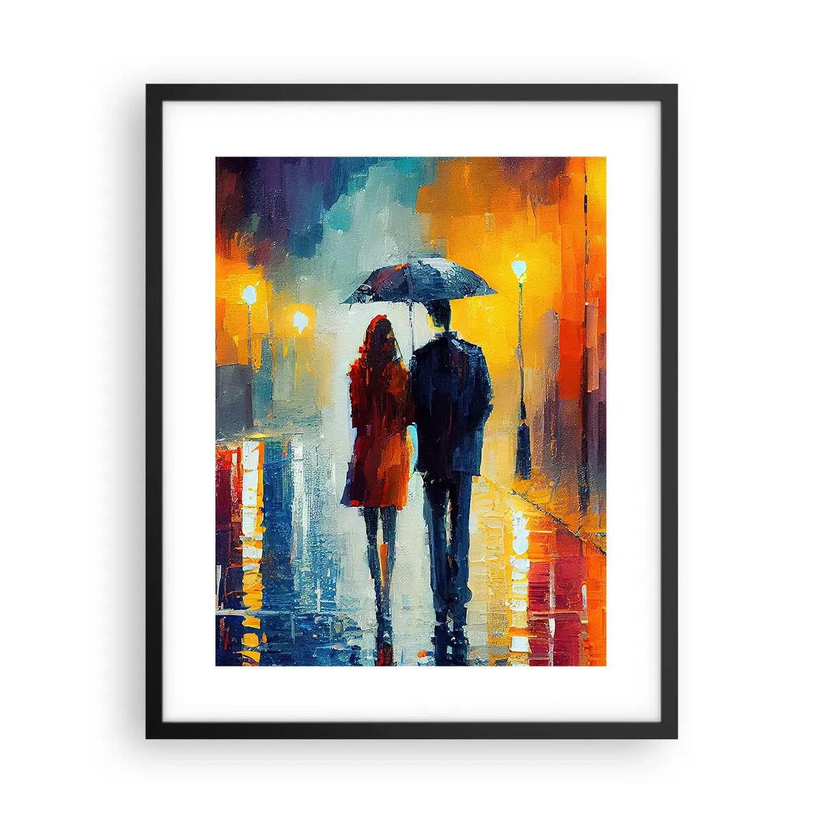 Affiche dans un cadre noir - Poster - Ensemble – une nuit colorée - 40x50 cm