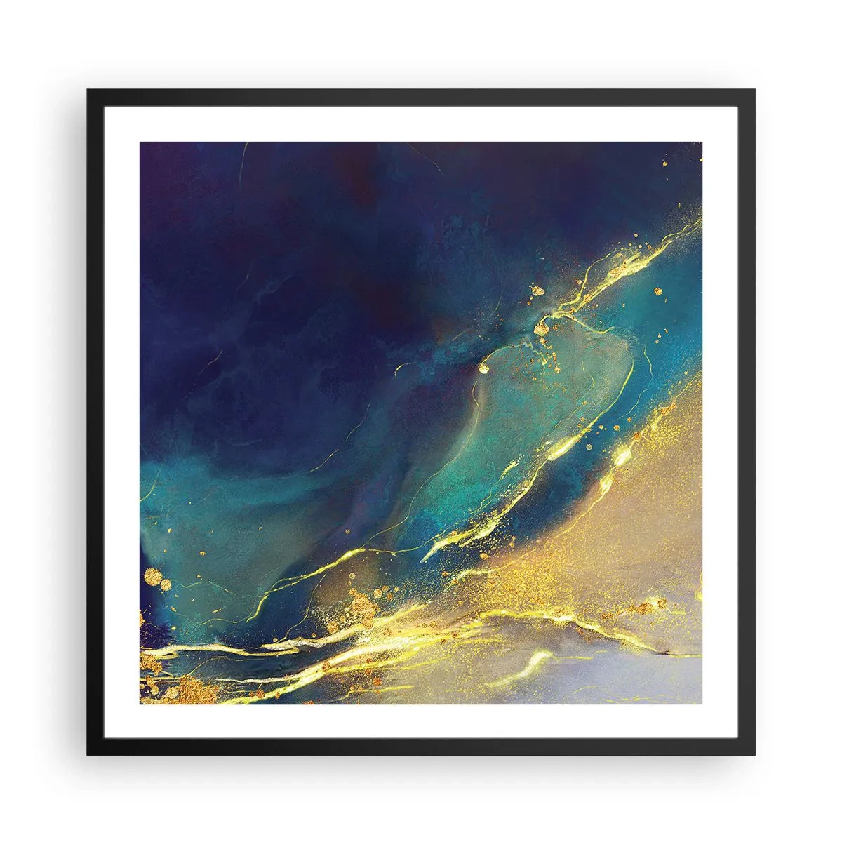 Affiche dans un cadre noir - Poster - Coulée d'or - 60x60 cm