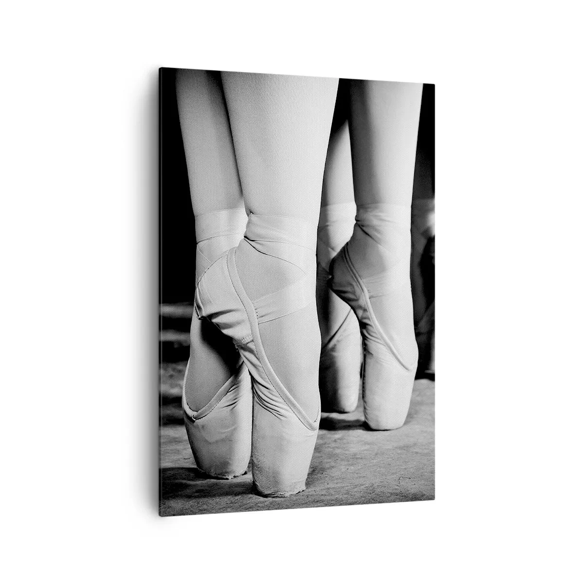 Impression sur toile - Image sur toile - Photo en noir et blanc des chaussures de ballet des danseurs - 70x100cm - Ensemble, simple - Décoration murale moderne pour le salon et la chambre ARTTOR