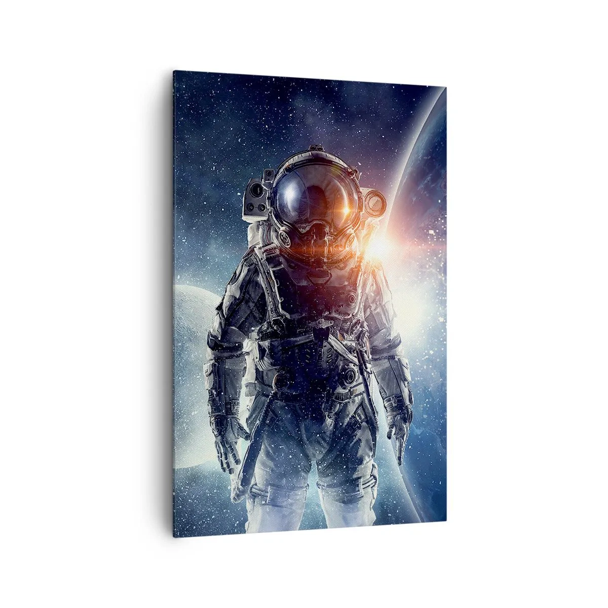 Impression sur toile - Image sur toile - Astronaute avec en arrière-plan l'espace et la planète Terre - 80x120cm - Aventure spatiale - Décoration murale moderne pour le salon et la chambre ARTTOR