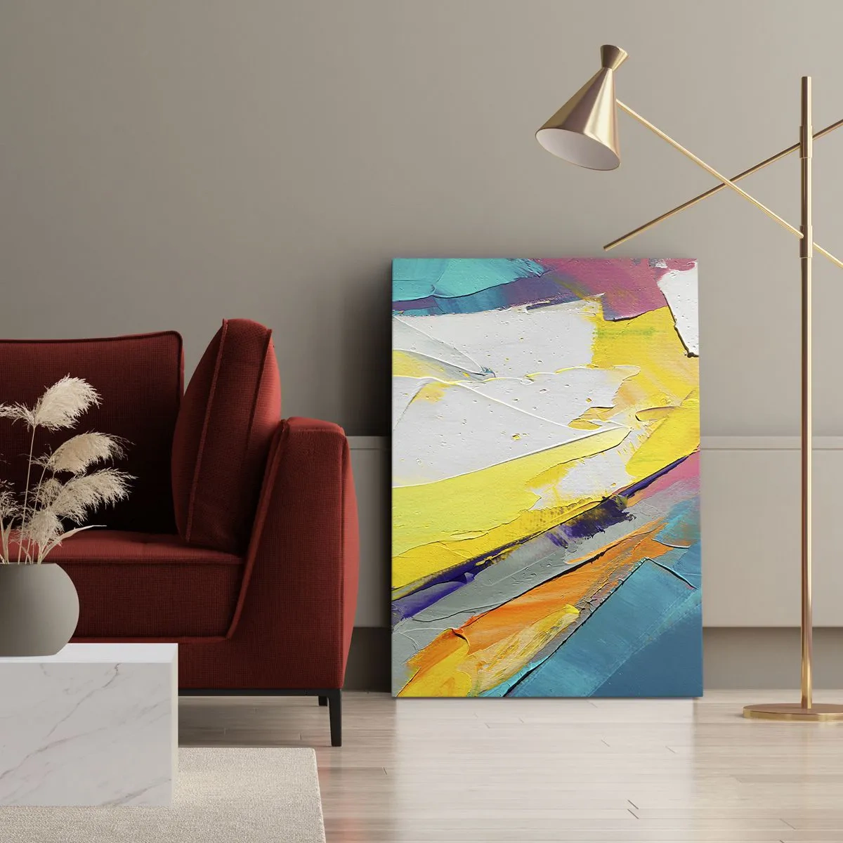 Impression sur toile - Image sur toile - Une composition abstraite aux couleurs intenses - 70x100cm - Anatomie du monde - Décoration murale moderne pour le salon et la chambre ARTTOR