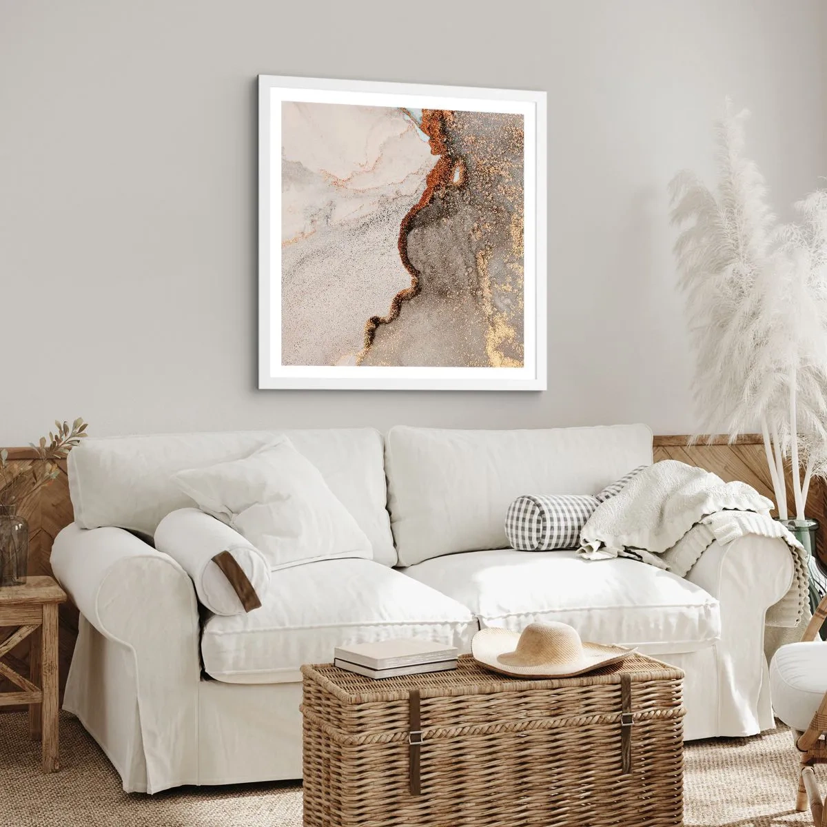 Affiche dans un cadre blanc - Poster - Aux frontières des couleurs - 50x50 cm