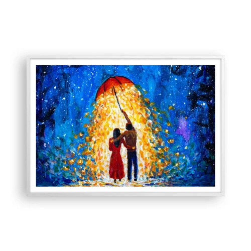 Affiche dans un cadre blanc - Poster - La magie d'une soirée pluvieuse ? - 100x70 cm
