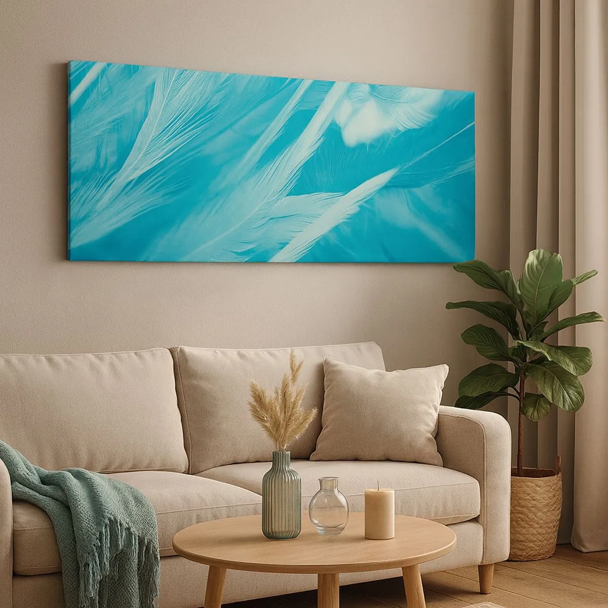Impression sur toile - Image sur toile - Se noyer dans les plumes - 100x40 cm