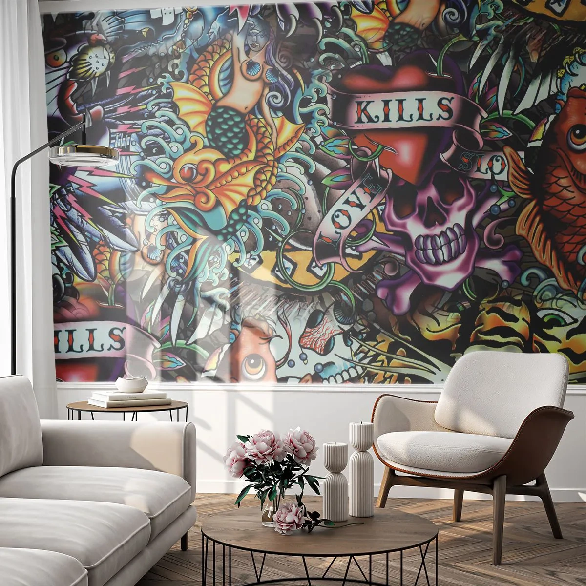 Papier Peint Photo Premium Sand - Le rêve du tatoueur - Graffiti, Mural, Morceau - 300x210 cm