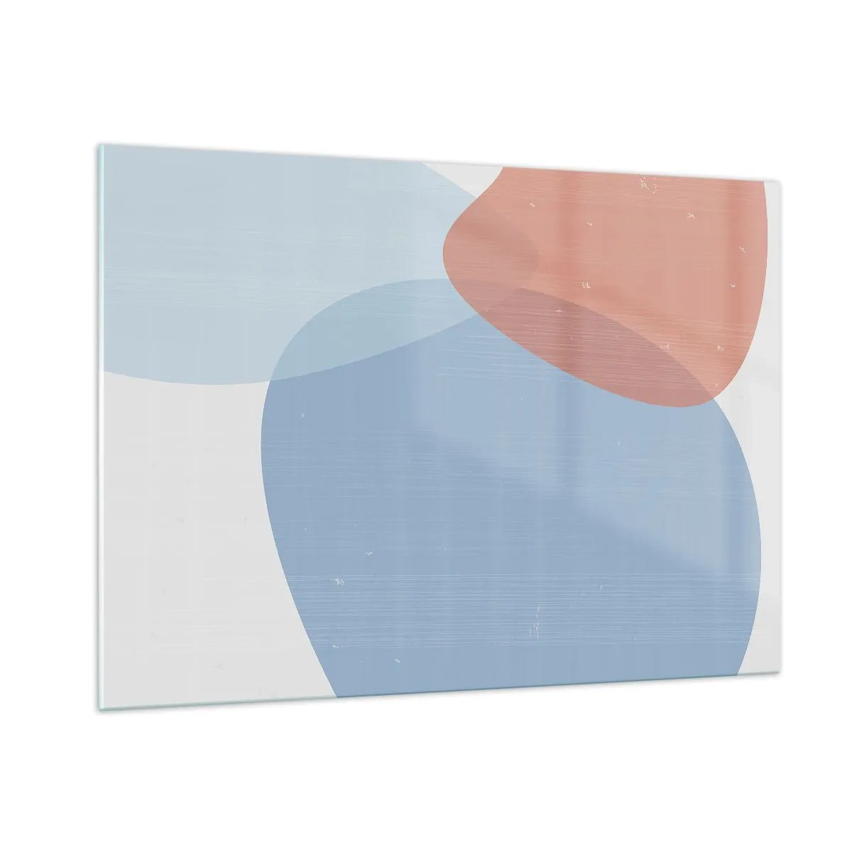 Impression sur verre - Image sur verre - Abstraction moderne avec des formes bleues et roses - 100x70cm - Relations pastel - Décoration murale moderne pour le salon et la chambre ARTTOR