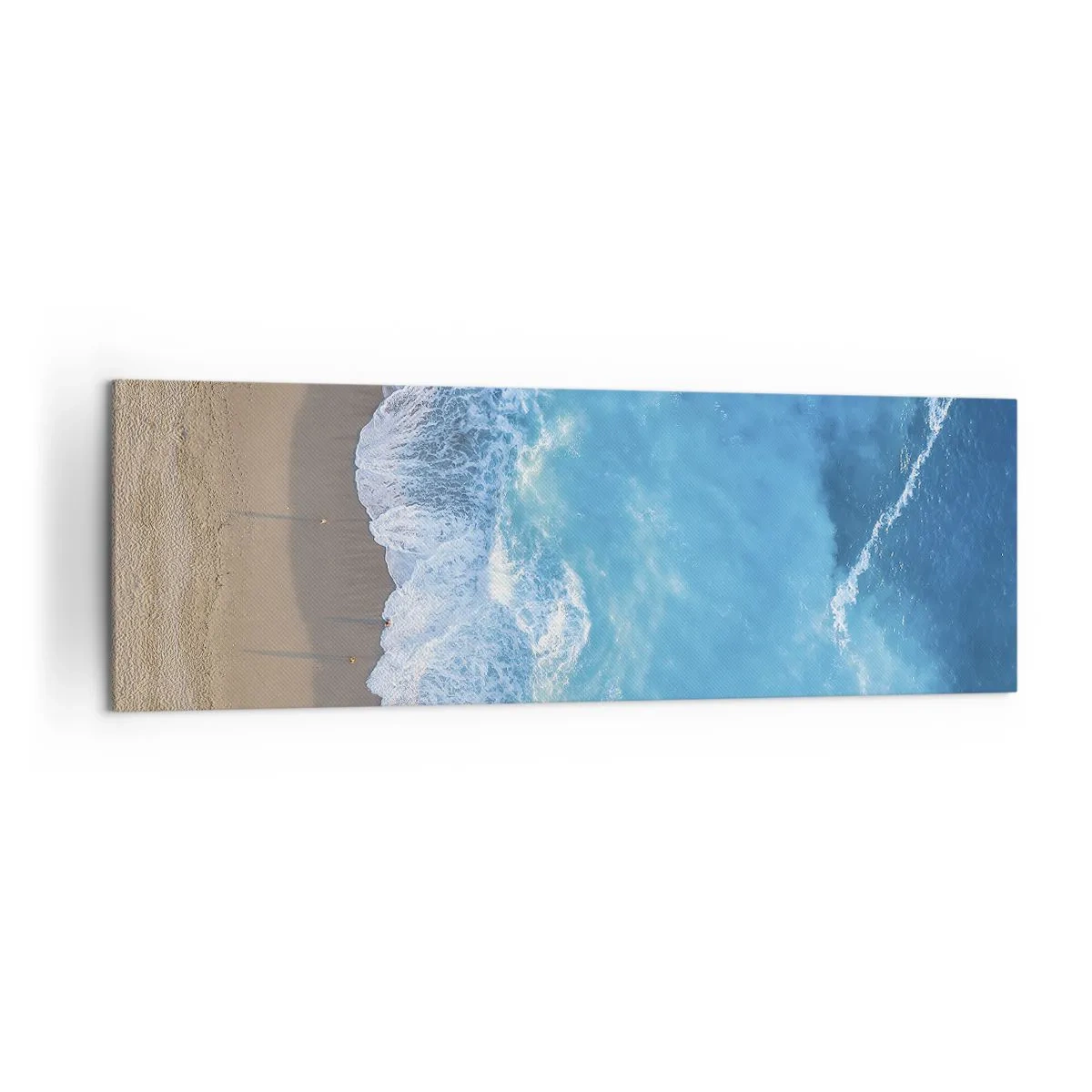 Impression sur toile - Image sur toile - Une vue plongeante sur la plage et les vagues de la mer - 160x50cm - La force du bleu - Décoration murale moderne pour le salon et la chambre ARTTOR
