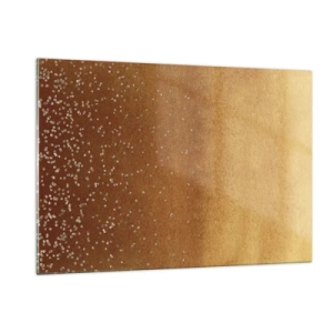 Impression sur verre - Image sur verre - Motif abstrait doré aux reflets fins - 120x80cm - Origine du monde - Décoration murale moderne pour le salon et la chambre ARTTOR