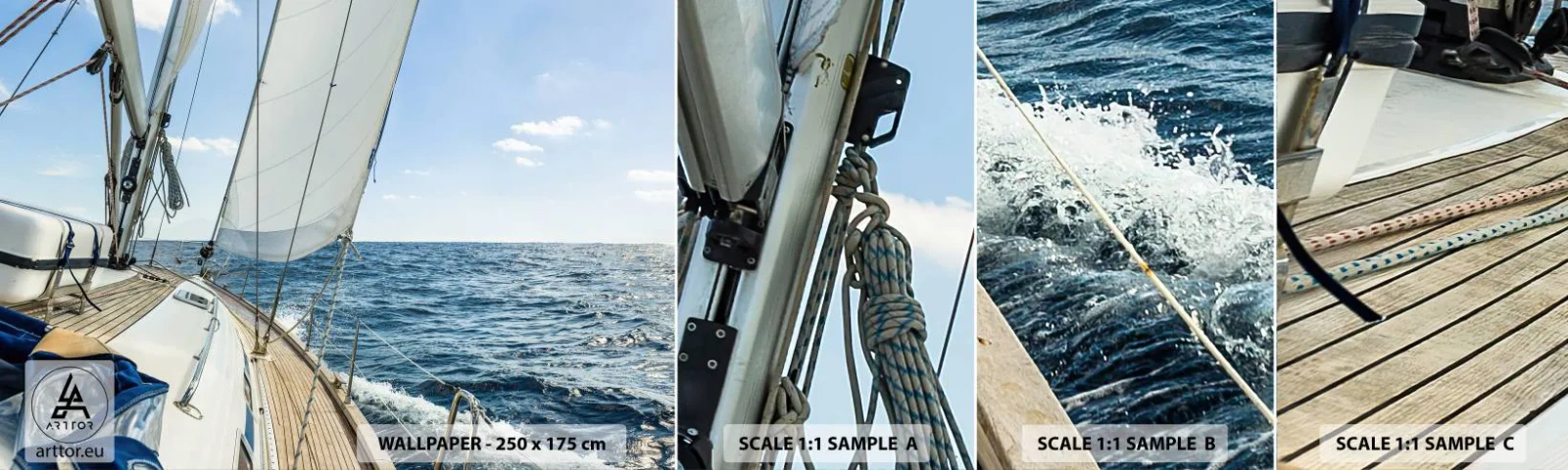 Échantillon De Papier Peint Standard Eco - Ohé, l'aventure - Yacht, Mer, Voile - 100x30 cm