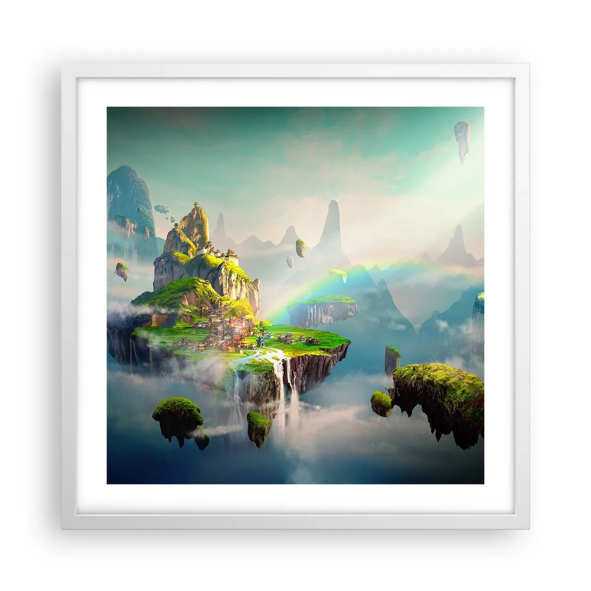 Affiche dans un cadre blanc - Poster - Au milieu des cieux - îles du bonheur - 50x50 cm