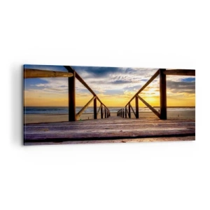 Impression sur toile - Image sur toile - Directement sur une plage calme au coucher de soleil - 100x40 cm