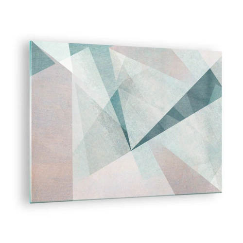 Impression sur verre - Image sur verre - Formes géométriques dans des tons pastel de vert et de bleu - 70x50cm - Calme bien que dynamique - Décoration murale moderne pour le salon et la chambre ARTTOR