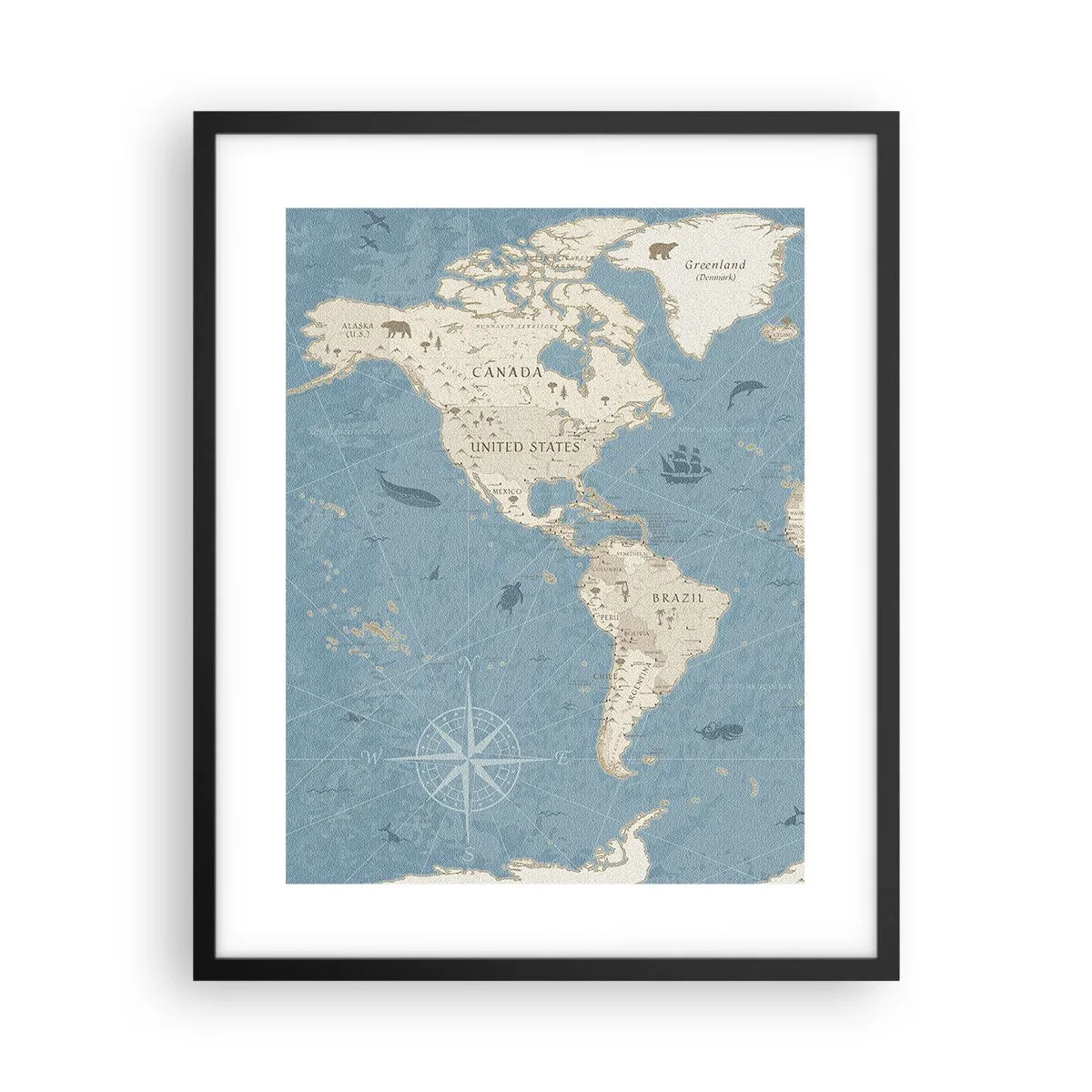 Affiche dans un cadre noir - Poster - Le monde à porter de main - 40x50 cm