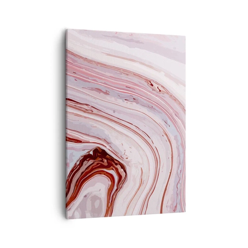 Impression sur toile - Image sur toile - Motif abstrait en rose et blanc - 50x70cm - Tout droit, puis tout en bas - Décoration murale moderne pour le salon et la chambre ARTTOR