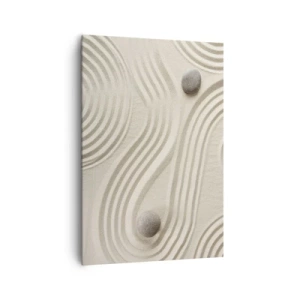 Impression sur toile - Image sur toile - Design zen minimaliste avec du sable et des pierres - 70x100cm - Touche de chaleur - Décoration murale moderne pour le salon et la chambre ARTTOR