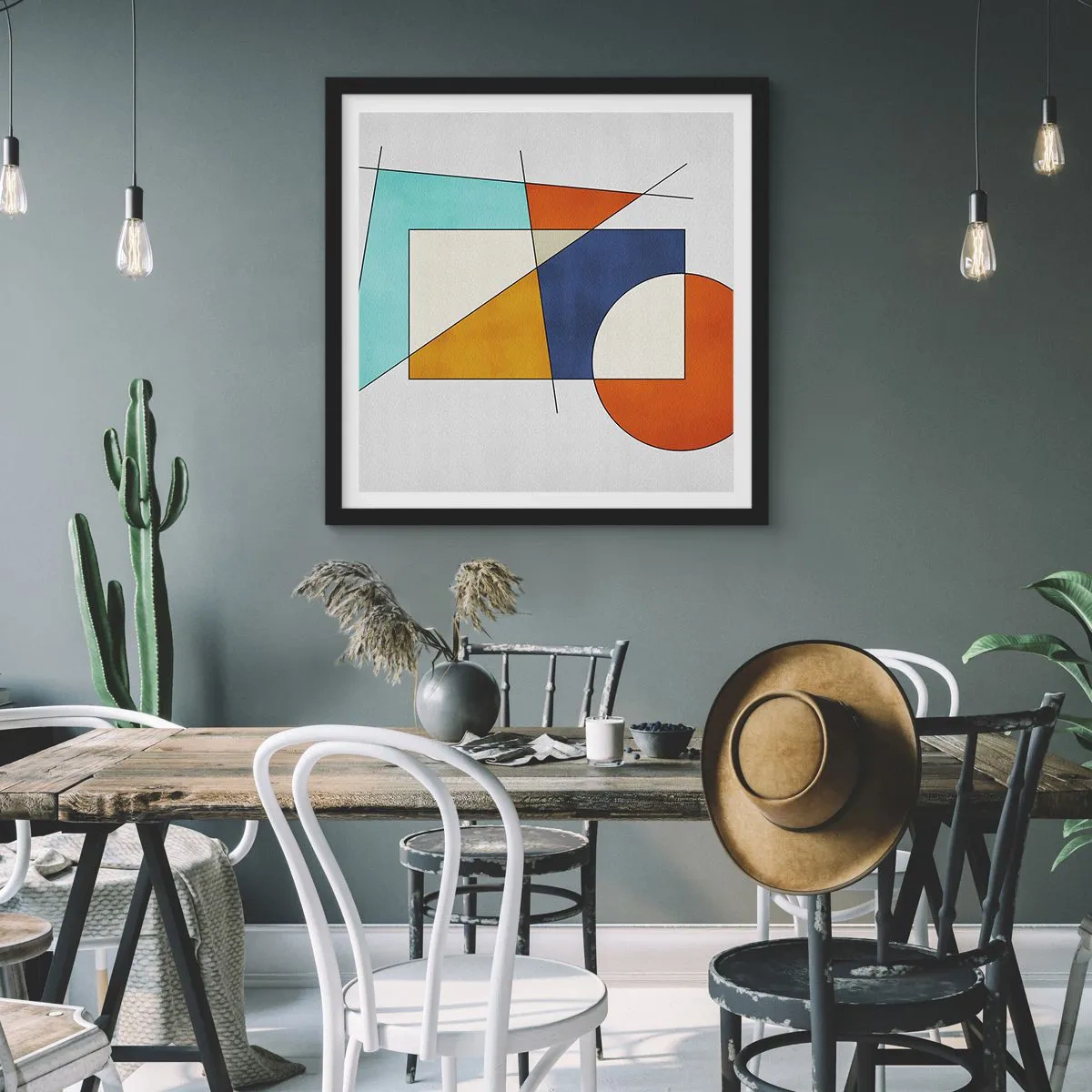 Affiche dans un cadre noir - Poster - Abstraction : plaisir moderniste - 30x30 cm