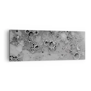 Impression sur toile - Image sur toile - Motif de bulles abstrait noir et blanc - 140x50cm - Comme un paysage lunaire - Décoration murale moderne pour le salon et la chambre ARTTOR