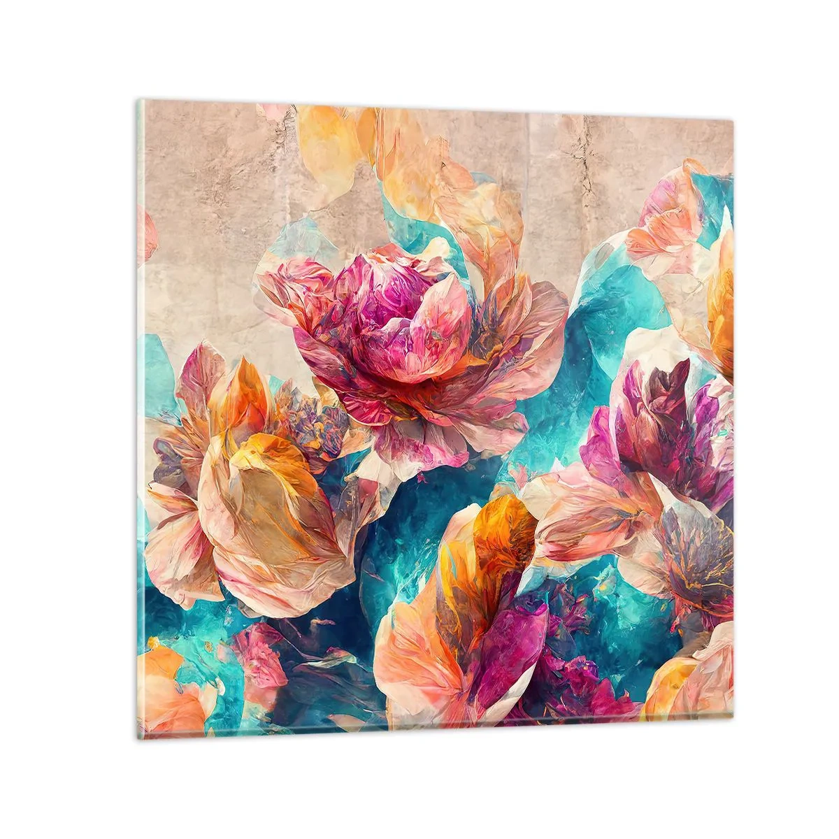 Impression sur verre - Image sur verre - Splendeur colorée du bouquet - 30x30 cm