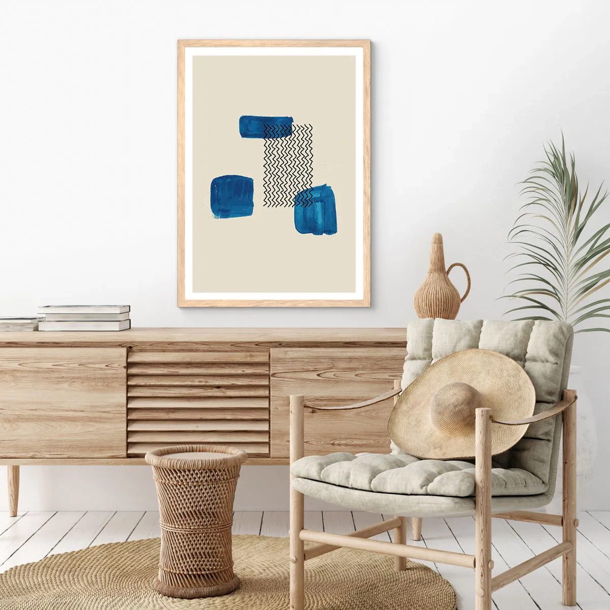 Affiche dans un chêne clair - Poster - Quatuor abstrait - 40x50 cm