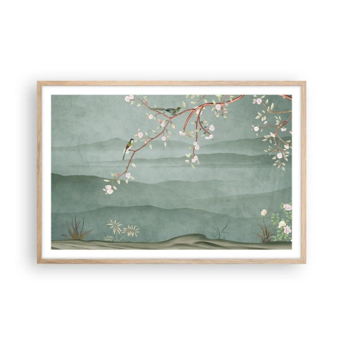 Affiche dans un chêne clair - Poster - Printemps oh c'est toi - 91x61 cm