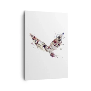 Impression sur toile - Image sur toile - Silhouette d'oiseau artistique avec des motifs géométriques - 70x100cm - Un pèlerin volant - Décoration murale moderne pour le salon et la chambre ARTTOR