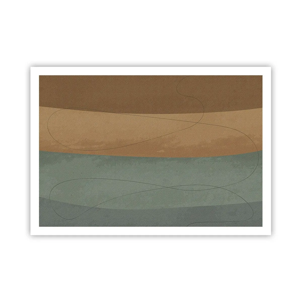 Affiche - Poster - Composition abstraite dans des tons de terre naturels - 100x70cm - Composition horizontale - Décoration murale moderne pour le salon et la chambre ARTTOR