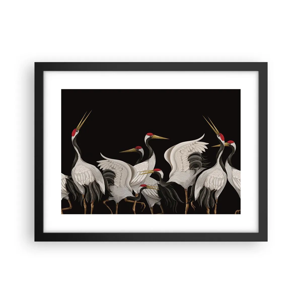 Affiche dans un cadre noir - Poster - Histoire d'oiseaux - 40x30 cm