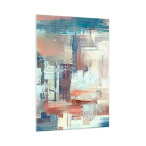 Impression sur verre - Image sur verre - Abstraction colorée avec des coups de pinceau horizontaux et verticaux - 50x70cm - Atteindre la lumière - Décoration murale moderne pour le salon et la chambre ARTTOR