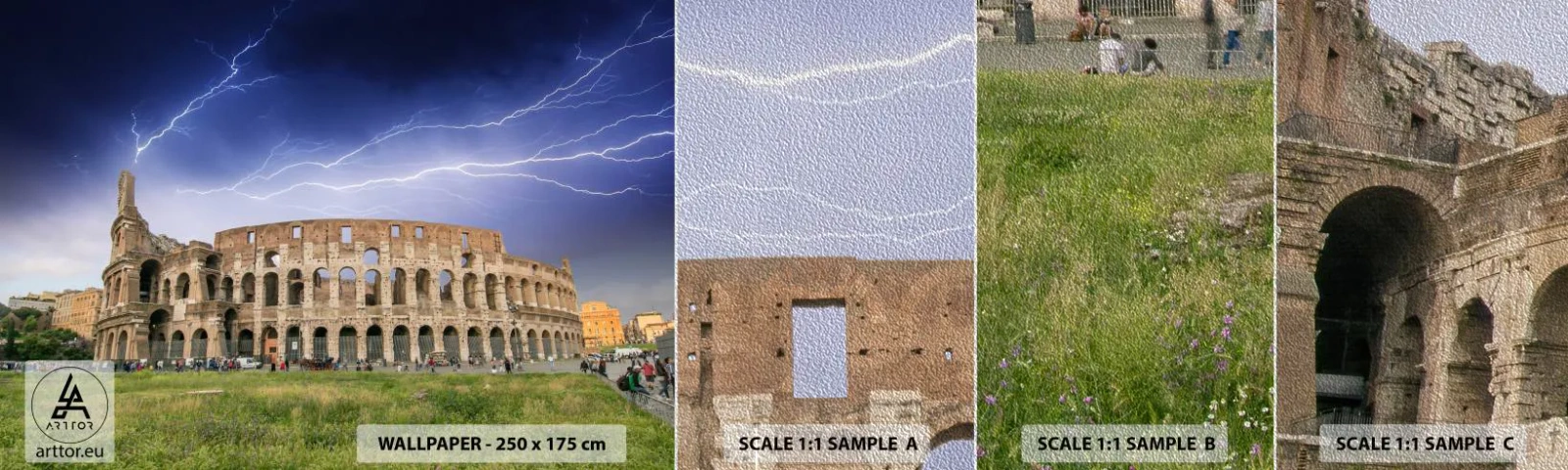 Échantillon de Papier Peint Premium Sand - Arène de combat - Architecture, Rome, Colisée - 100x30 cm