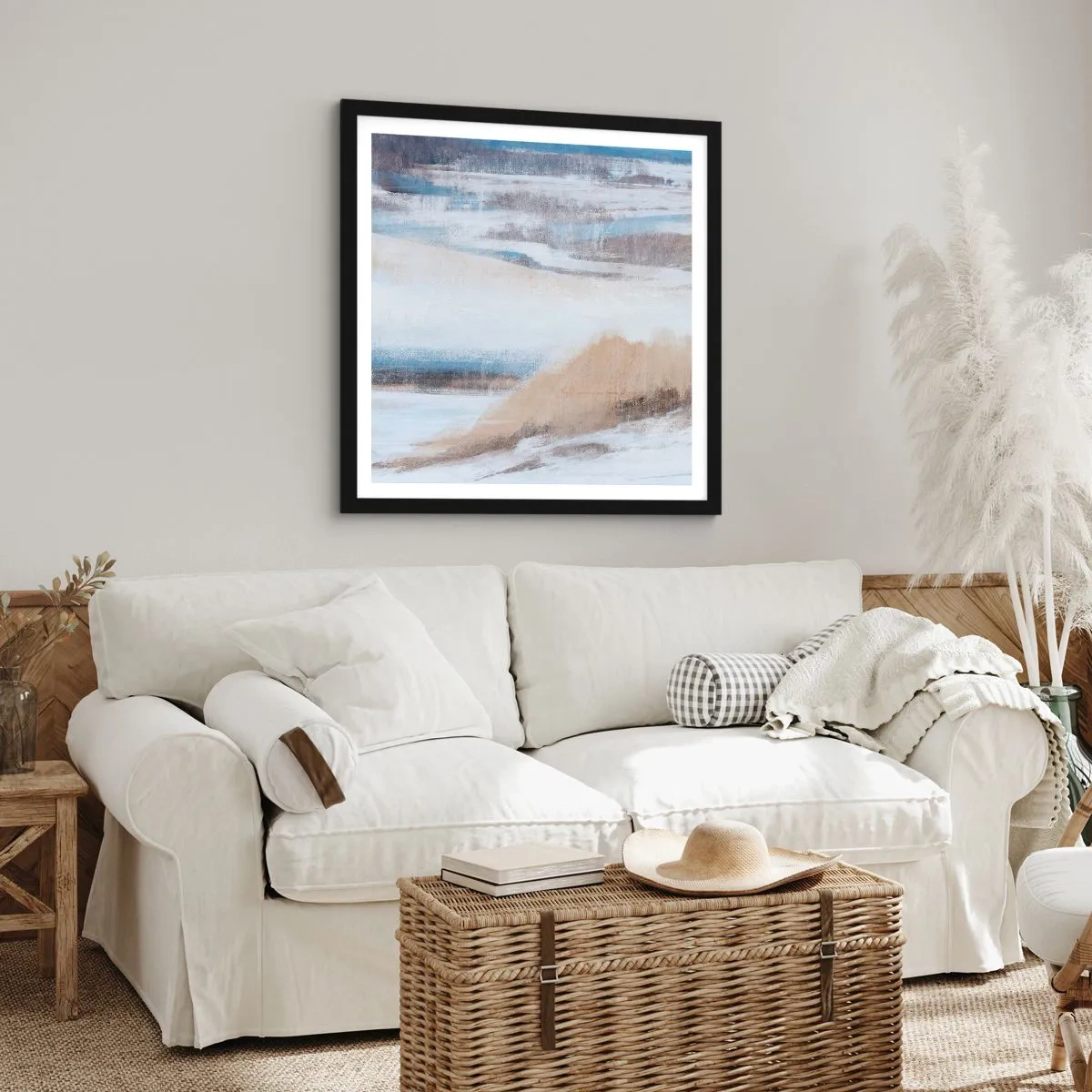 Affiche dans un cadre noir - Poster - Composition hivernale - 60x60 cm