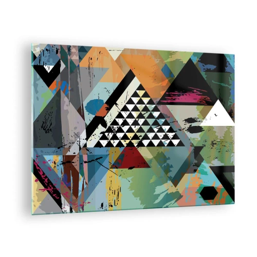 Impression sur verre - Image sur verre - Composition abstraite de formes géométriques et de couleurs - 70x50cm - Comme c'est facile - Décoration murale moderne pour le salon et la chambre ARTTOR