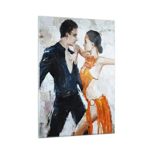Impression sur verre - Image sur verre - Un couple dansant dans une pose dynamique sur un fond de style impressionniste - 50x70cm - Dirty dancing - Décoration murale moderne pour le salon et la chambre ARTTOR