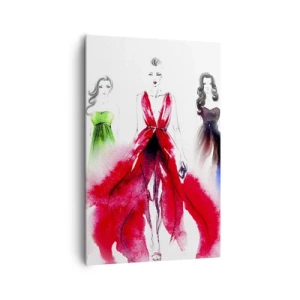 Impression sur toile - Image sur toile - Illustration de mode avec des modèles en robes colorées - 80x120cm - Ambiances pour les déguisements - Décoration murale moderne pour le salon et la chambre ARTTOR