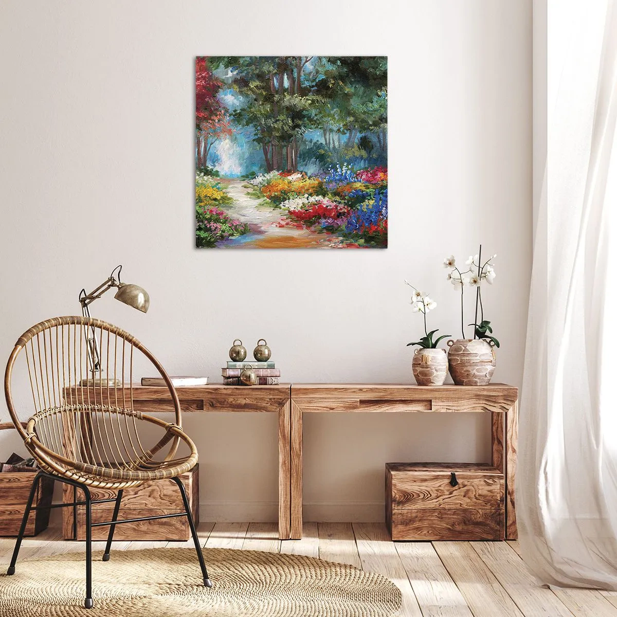 Impression sur toile - Image sur toile - Jardin forestier, forêt de fleurs - 60x60 cm