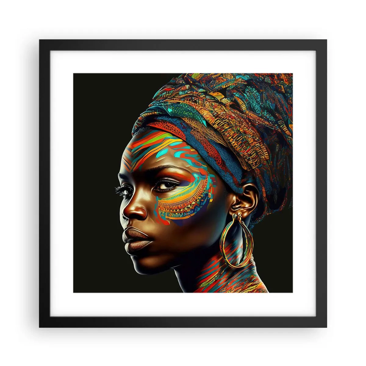 Affiche dans un cadre noir - Poster - reine africaine - 40x40 cm