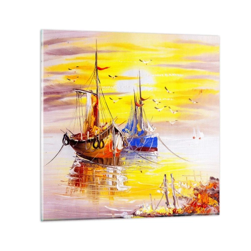Impression sur verre - Image sur verre - Un repos bien mérité au port - 60x60 cm