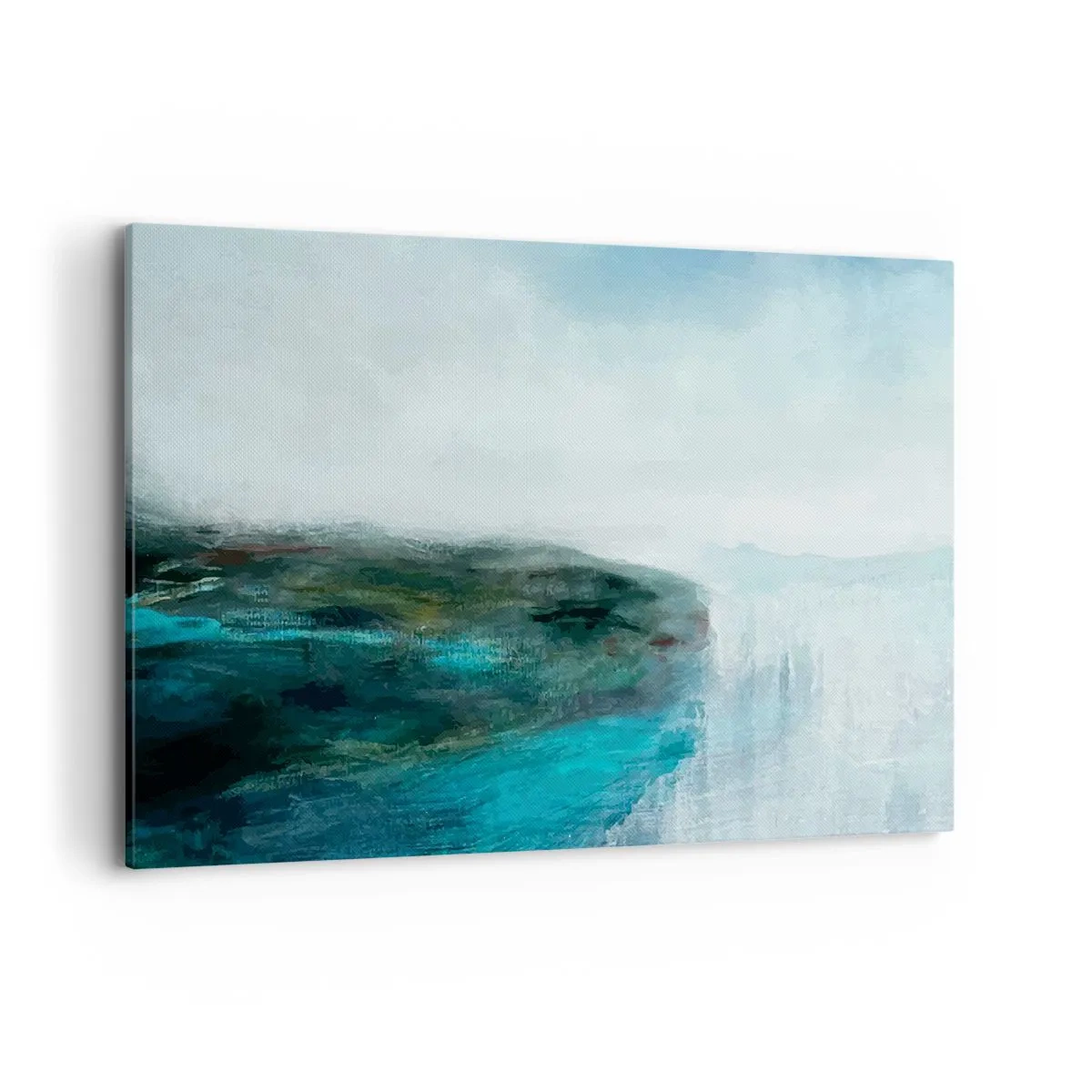Impression sur toile - Image sur toile - Paysage abstrait dans les tons turquoise et gris - 120x80cm - Abstraction nautique - Décoration murale moderne pour le salon et la chambre ARTTOR