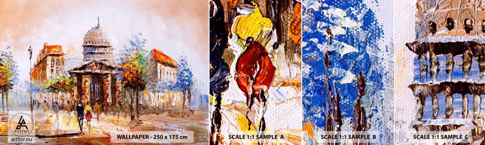 Échantillon de Papier Peint Autocollant Deluxe Sticker - Promenade à Paris - Architecture, Ville, France - 100x30 cm